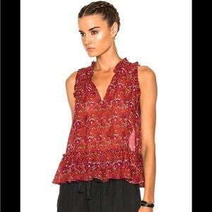 Ulla Johnson 100% Cecile Silk Blouse Size 2